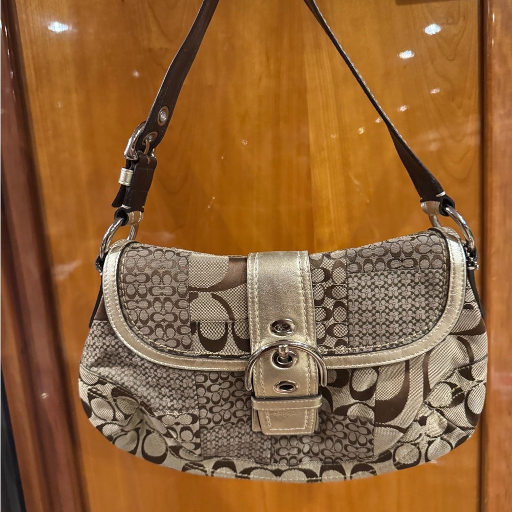 Vintage Coach Brown and Gold Women's Bag